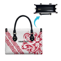 All White Maori Tribal Tattoo Personalised Leather Bag Classic Red Polynesian Style - Polynesian Pride
