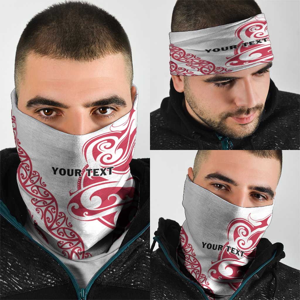 All White Maori Tribal Tattoo Personalised Neck Gaiter Classic Red Polynesian Style LT9