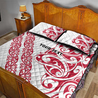 All White Maori Tribal Tattoo Personalised Quilt Bed Set Classic Red Polynesian Style - Polynesian Pride