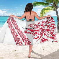 All White Maori Tribal Tattoo Personalised Sarong Classic Red Polynesian Style - Polynesian Pride