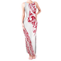 All White Maori Tribal Tattoo Personalised Tank Maxi Dress Classic Red Polynesian Style - Polynesian Pride
