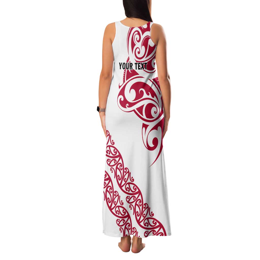 All White Maori Tribal Tattoo Personalised Tank Maxi Dress Classic Red Polynesian Style - Polynesian Pride