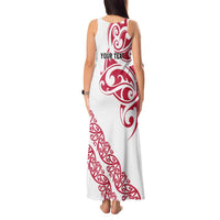 All White Maori Tribal Tattoo Personalised Tank Maxi Dress Classic Red Polynesian Style - Polynesian Pride