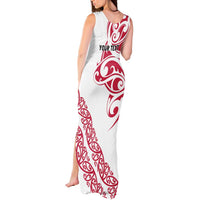 All White Maori Tribal Tattoo Personalised Tank Maxi Dress Classic Red Polynesian Style - Polynesian Pride