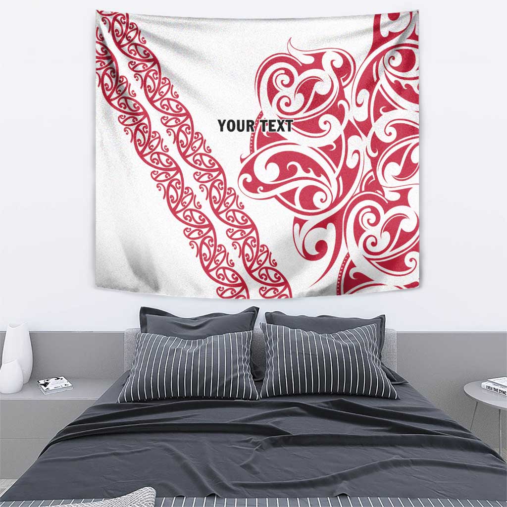 All White Maori Tribal Tattoo Personalised Tapestry Classic Red Polynesian Style - Polynesian Pride