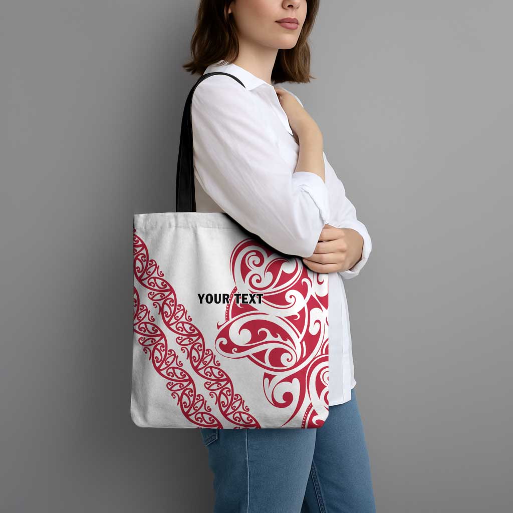 All White Maori Tribal Tattoo Personalised Tote Bag Classic Red Polynesian Style - Polynesian Pride