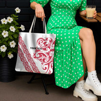 All White Maori Tribal Tattoo Personalised Tote Bag Classic Red Polynesian Style - Polynesian Pride