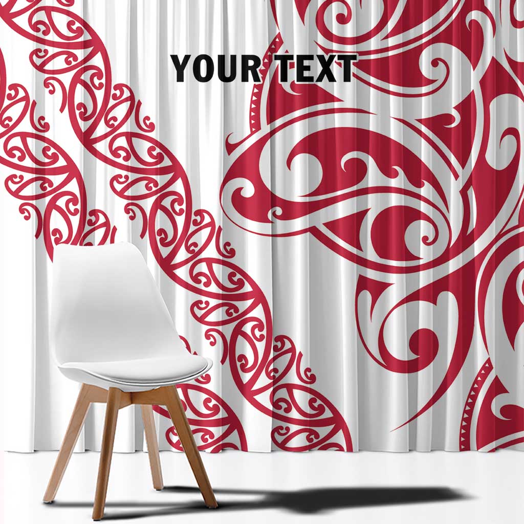 All White Maori Tribal Tattoo Personalised Window Curtain Classic Red Polynesian Style - Polynesian Pride