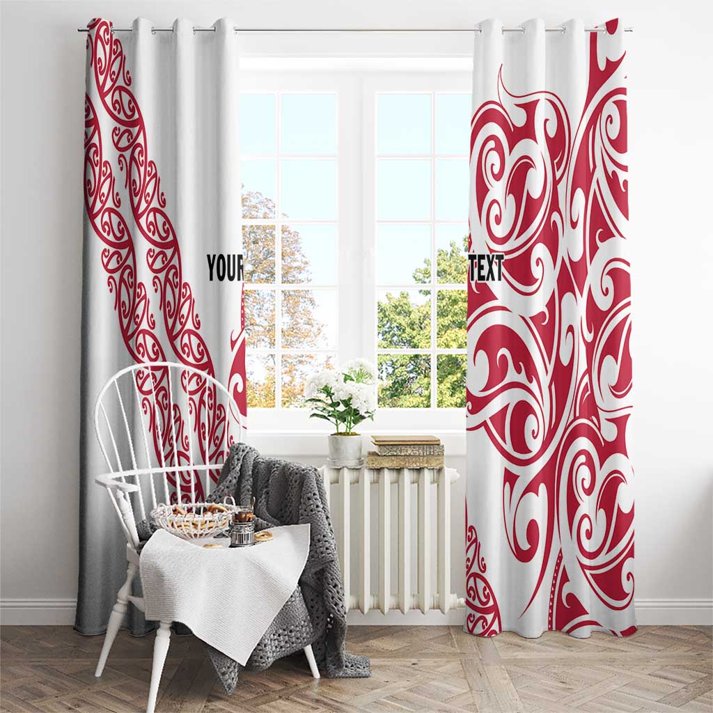 All White Maori Tribal Tattoo Personalised Window Curtain Classic Red Polynesian Style - Polynesian Pride
