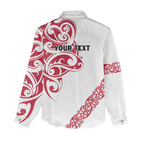 All White Maori Tribal Tattoo Personalised Women Casual Shirt Classic Red Polynesian Style - Polynesian Pride