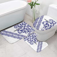 All White Maori Tribal Tattoo Personalised Bathroom Set Dark Blue Polynesian Style - Polynesian Pride