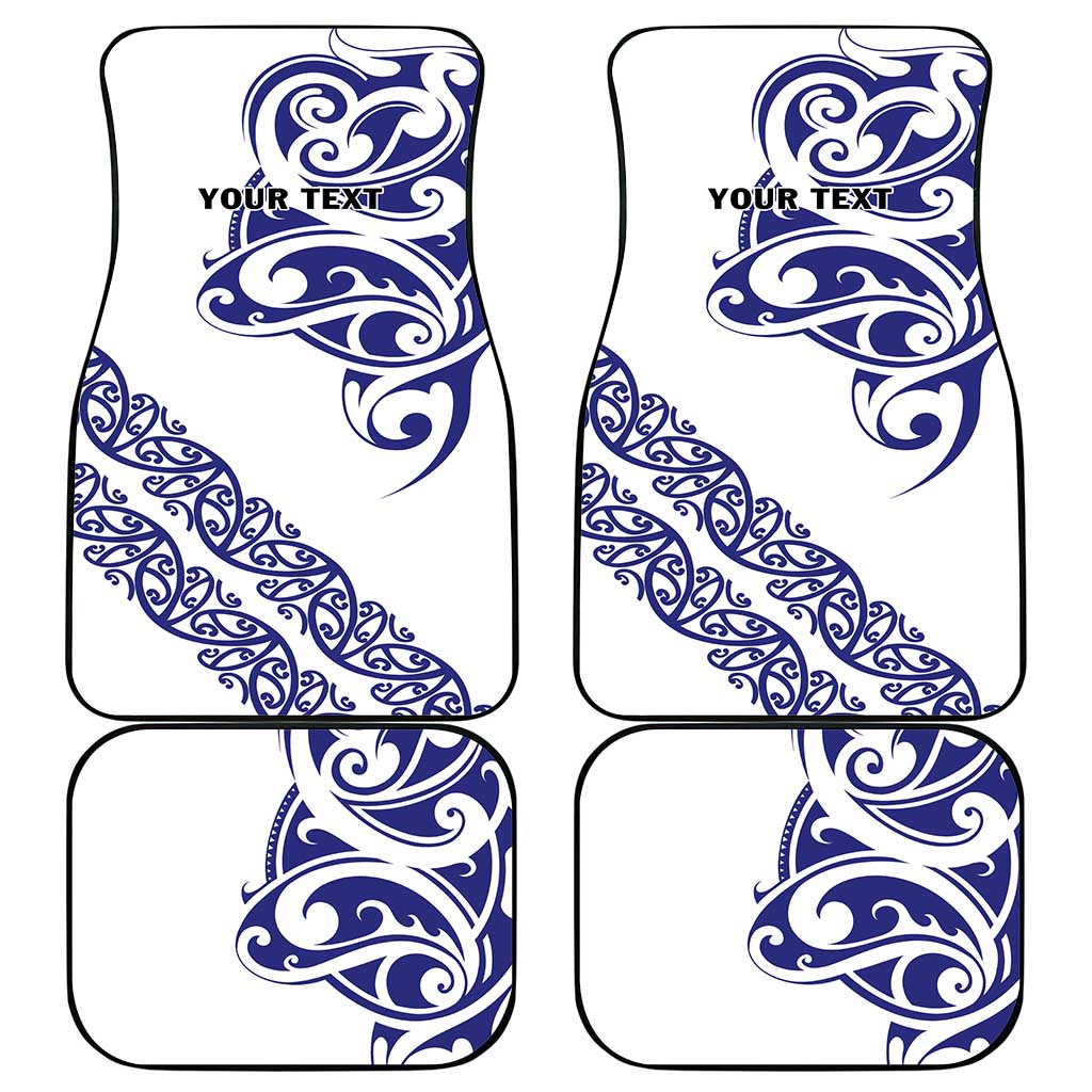 All White Maori Tribal Tattoo Personalised Car Mats Dark Blue Polynesian Style - Polynesian Pride