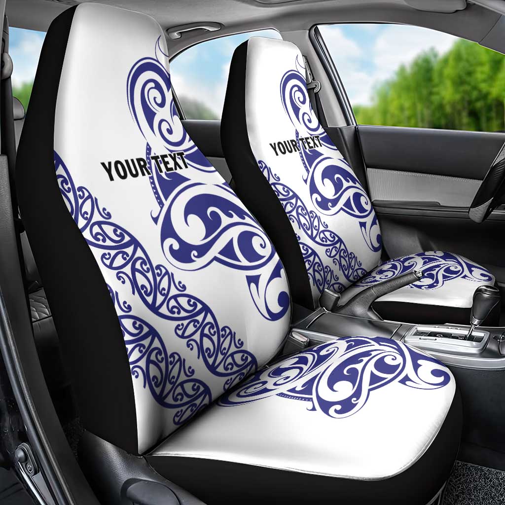 All White Maori Tribal Tattoo Personalised Car Seat Cover Dark Blue Polynesian Style - Polynesian Pride