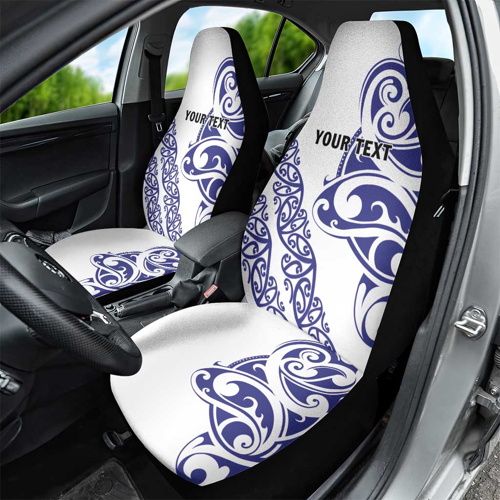 All White Maori Tribal Tattoo Personalised Car Seat Cover Dark Blue Polynesian Style - Polynesian Pride