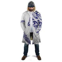 All White Maori Tribal Tattoo Personalised Cloak Dark Blue Polynesian Style - Polynesian Pride