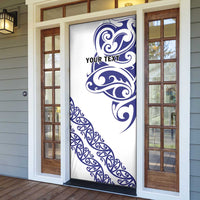 All White Maori Tribal Tattoo Personalised Door Cover Dark Blue Polynesian Style - Polynesian Pride