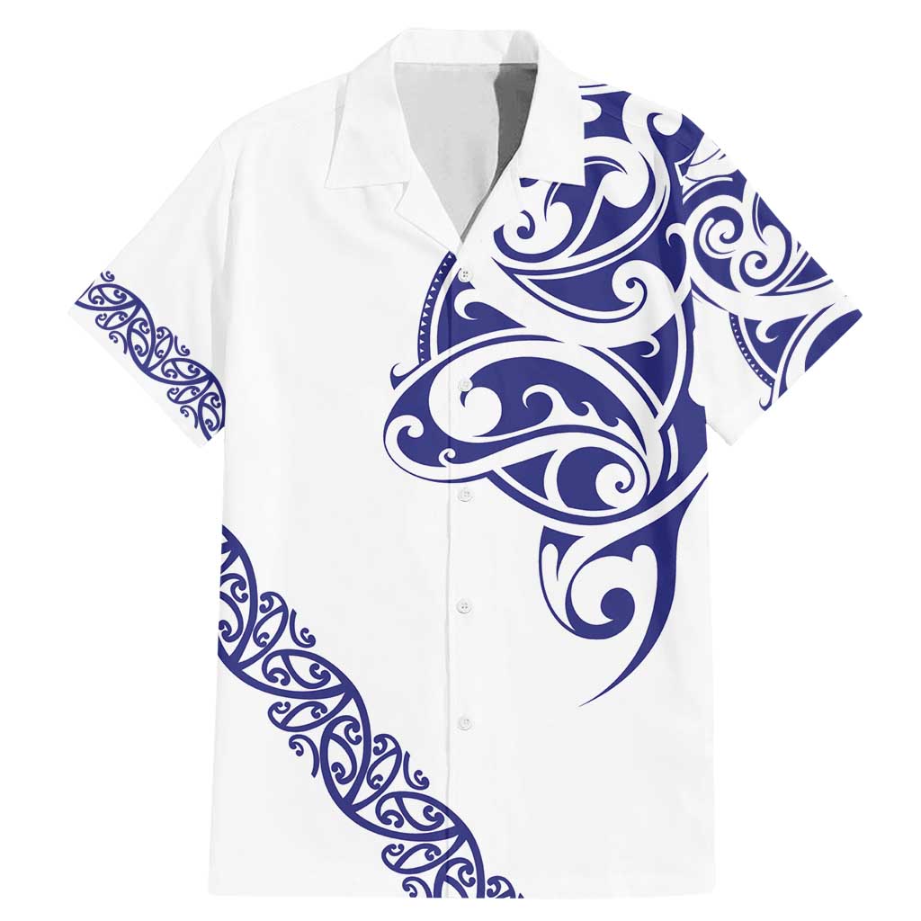 All White Maori Tribal Tattoo Personalised Family Matching Mermaid Dress and Hawaiian Shirt Dark Blue Polynesian Style - Polynesian Pride