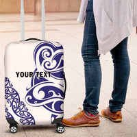 All White Maori Tribal Tattoo Personalised Luggage Cover Dark Blue Polynesian Style - Polynesian Pride