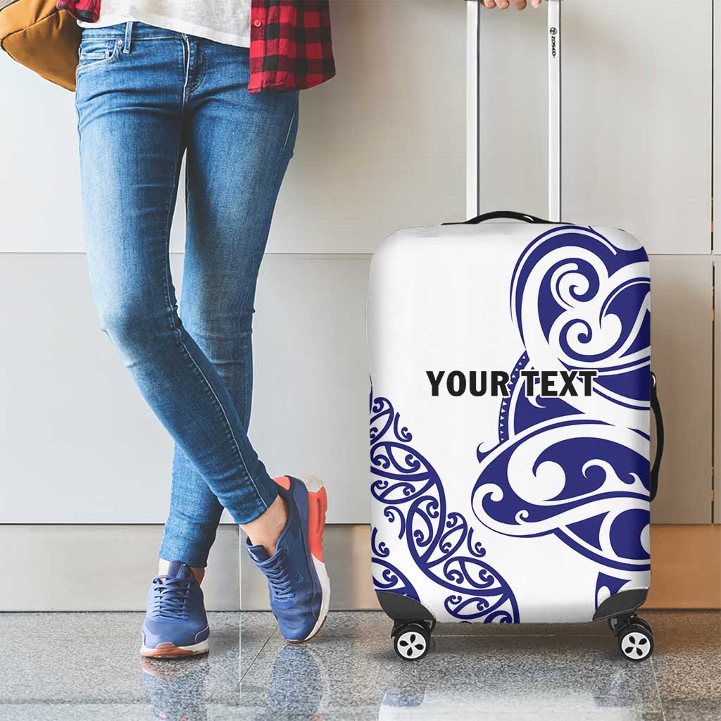 All White Maori Tribal Tattoo Personalised Luggage Cover Dark Blue Polynesian Style - Polynesian Pride