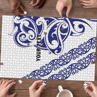 All White Maori Tribal Tattoo Personalised Puzzle Dark Blue Polynesian Style - Polynesian Pride