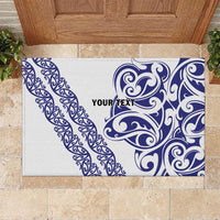 All White Maori Tribal Tattoo Personalised Rubber Doormat Dark Blue Polynesian Style LT9 Blue - Polynesian Pride