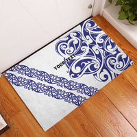 All White Maori Tribal Tattoo Personalised Rubber Doormat Dark Blue Polynesian Style LT9 - Polynesian Pride