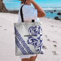 All White Maori Tribal Tattoo Personalised Tote Bag Dark Blue Polynesian Style - Polynesian Pride