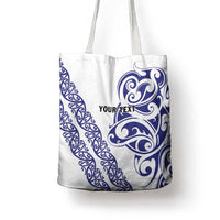 All White Maori Tribal Tattoo Personalised Tote Bag Dark Blue Polynesian Style - Polynesian Pride