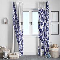 All White Maori Tribal Tattoo Personalised Window Curtain Dark Blue Polynesian Style - Polynesian Pride