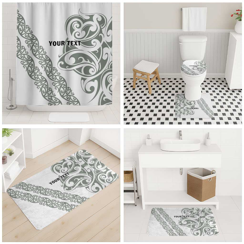 All White Maori Tribal Tattoo Personalised Bathroom Set Moss Green Polynesian Style - Polynesian Pride