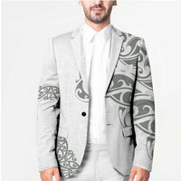 All White Maori Tribal Tattoo Personalised Blazer Moss Green Polynesian Style - Polynesian Pride