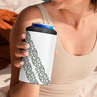 All White Maori Tribal Tattoo Personalised 4 in 1 Can Cooler Tumbler Moss Green Polynesian Style - Polynesian Pride