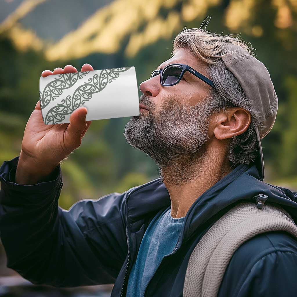 All White Maori Tribal Tattoo Personalised 4 in 1 Can Cooler Tumbler Moss Green Polynesian Style - Polynesian Pride