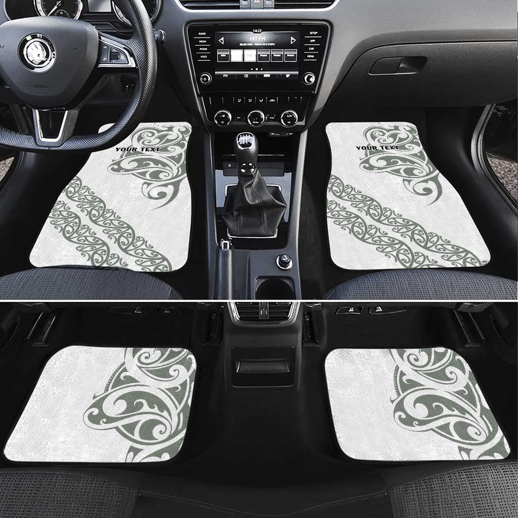 All White Maori Tribal Tattoo Personalised Car Mats Moss Green Polynesian Style - Polynesian Pride