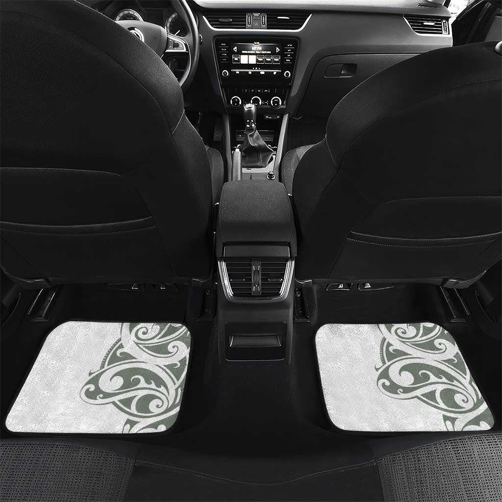 All White Maori Tribal Tattoo Personalised Car Mats Moss Green Polynesian Style - Polynesian Pride