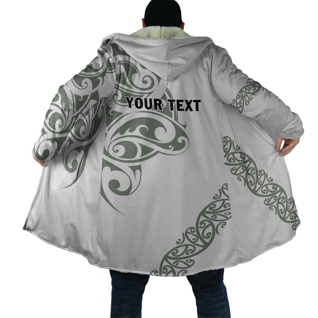 All White Maori Tribal Tattoo Personalised Cloak Moss Green Polynesian Style - Polynesian Pride