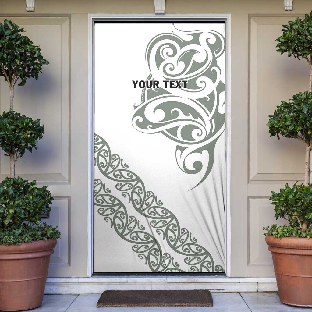 All White Maori Tribal Tattoo Personalised Door Cover Moss Green Polynesian Style - Polynesian Pride