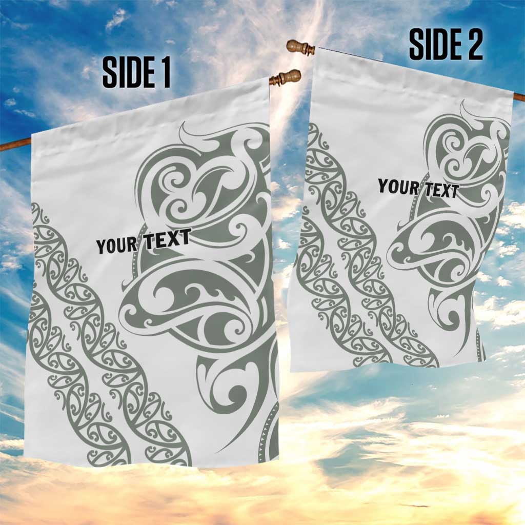 All White Maori Tribal Tattoo Personalised Garden Flag Moss Green Polynesian Style - Polynesian Pride