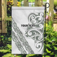 All White Maori Tribal Tattoo Personalised Garden Flag Moss Green Polynesian Style - Polynesian Pride