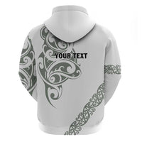All White Maori Tribal Tattoo Personalised Hoodie Moss Green Polynesian Style - Polynesian Pride