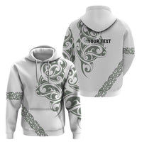 All White Maori Tribal Tattoo Personalised Hoodie Moss Green Polynesian Style - Polynesian Pride