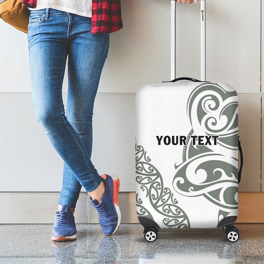 All White Maori Tribal Tattoo Personalised Luggage Cover Moss Green Polynesian Style - Polynesian Pride