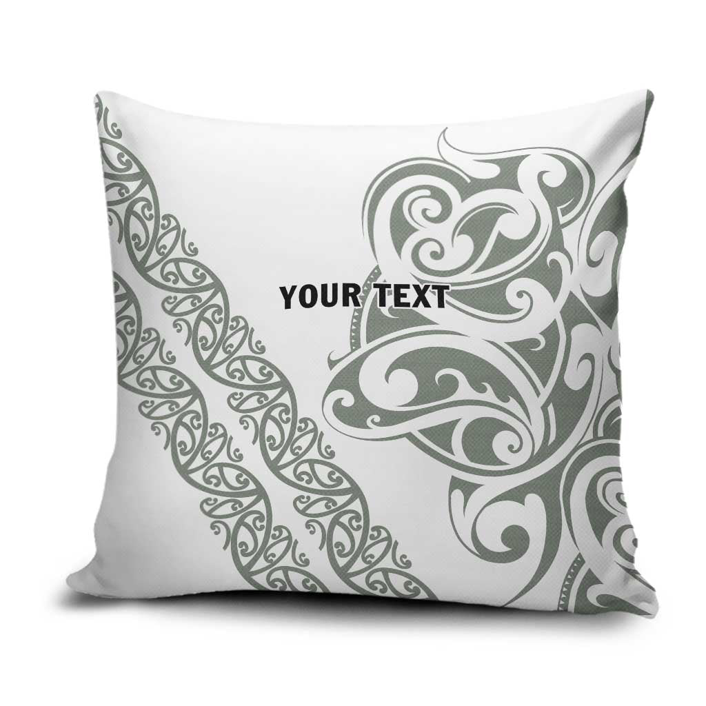 All White Maori Tribal Tattoo Personalised Pillow Cover Moss Green Polynesian Style - Polynesian Pride