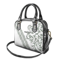 All White Maori Tribal Tattoo Personalised Shoulder Handbag Moss Green Polynesian Style - Polynesian Pride