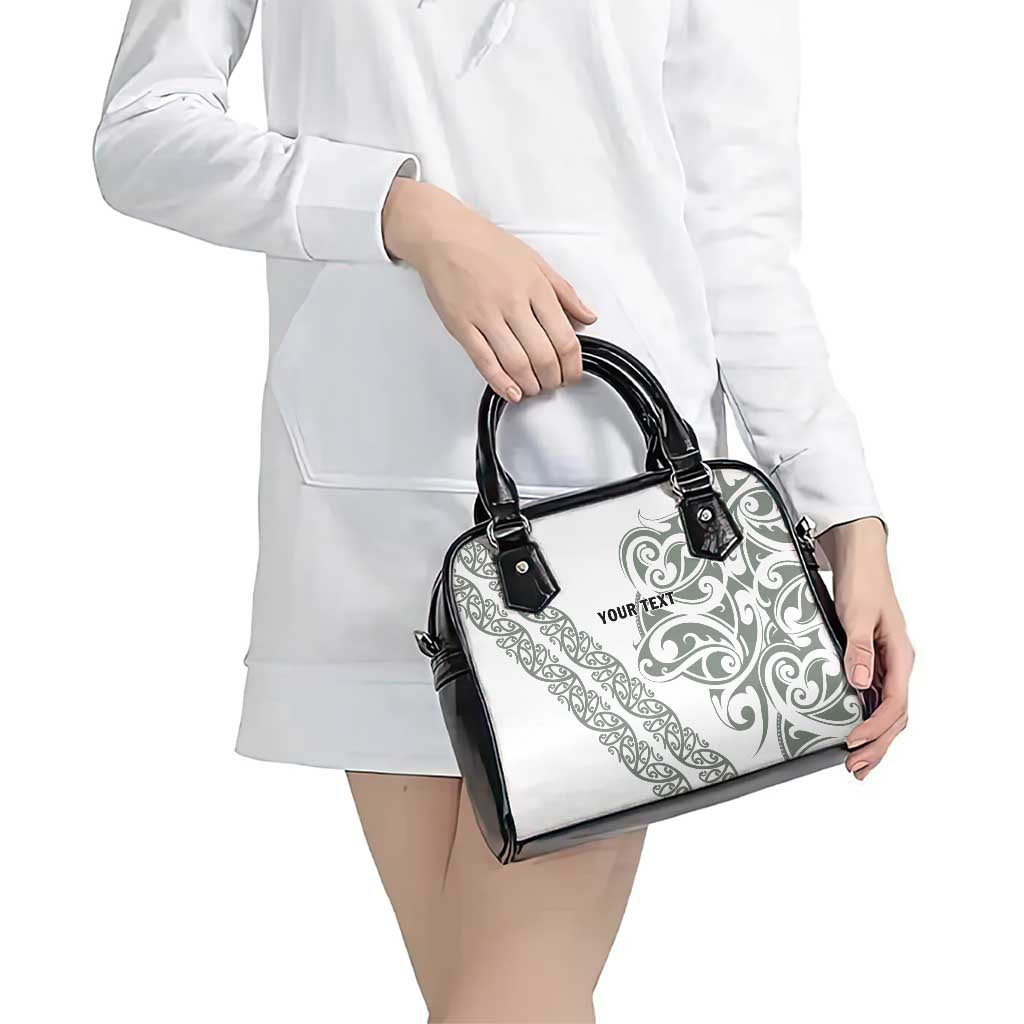 All White Maori Tribal Tattoo Personalised Shoulder Handbag Moss Green Polynesian Style - Polynesian Pride