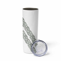 All White Maori Tribal Tattoo Personalised Skinny Tumbler Moss Green Polynesian Style - Polynesian Pride