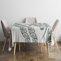 All White Maori Tribal Tattoo Personalised Tablecloth Moss Green Polynesian Style - Polynesian Pride