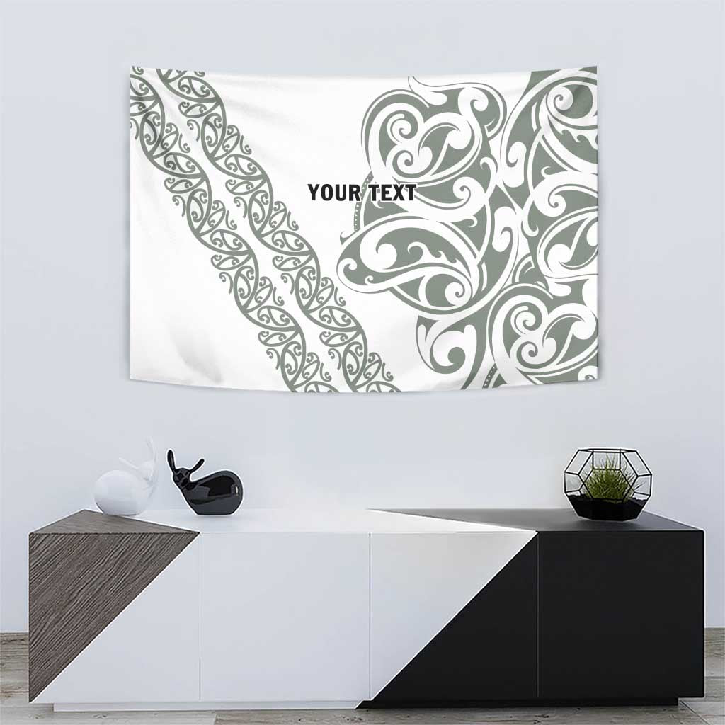 All White Maori Tribal Tattoo Personalised Tapestry Moss Green Polynesian Style - Polynesian Pride