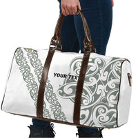 All White Maori Tribal Tattoo Personalised Travel Bag Moss Green Polynesian Style - Polynesian Pride