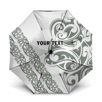 All White Maori Tribal Tattoo Personalised Umbrella Moss Green Polynesian Style - Polynesian Pride